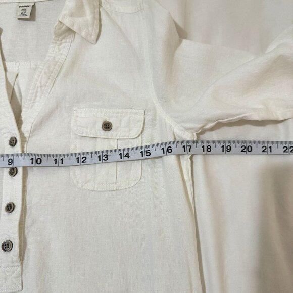 Old Navy Womens White Linen Blend 3/4 Sleeve Button Front Mini Shirt Dress XS - Picture 6 of 9